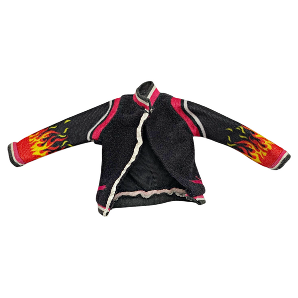 Monster High Home Ick Heath Burns Doll Outfit Replacement Black Flame Letterman Varsity Jacket