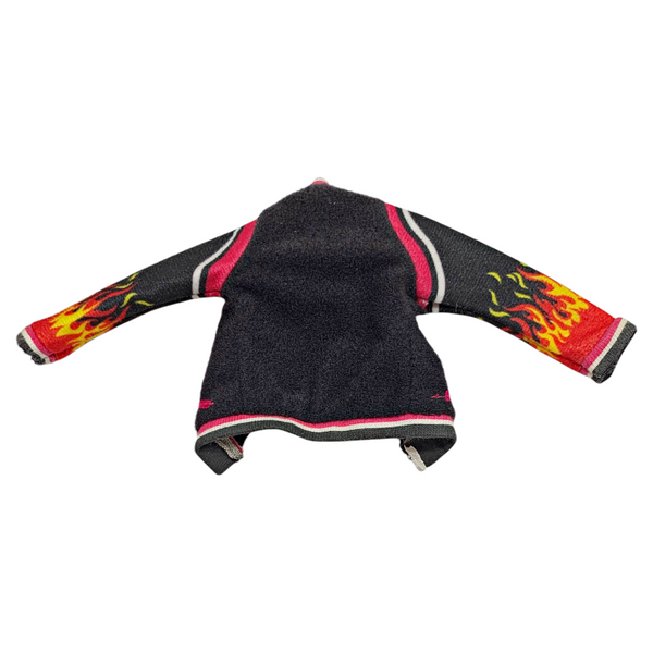Monster High Home Ick Heath Burns Doll Outfit Replacement Black Flame Letterman Varsity Jacket