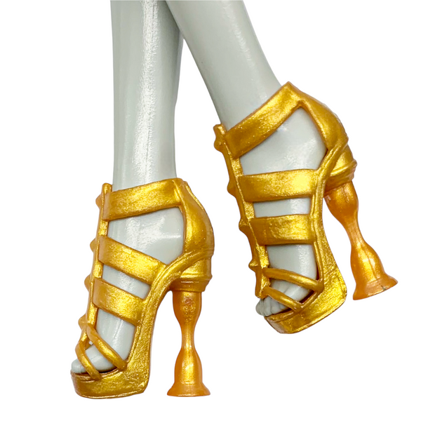 Monster High I Heart Shoes Cleo De Nile Doll Replacement Gold Hourglass Heel Shoes