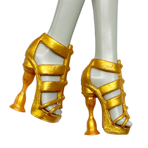 Monster High I Heart Shoes Cleo De Nile Doll Replacement Gold Hourglass Heel Shoes