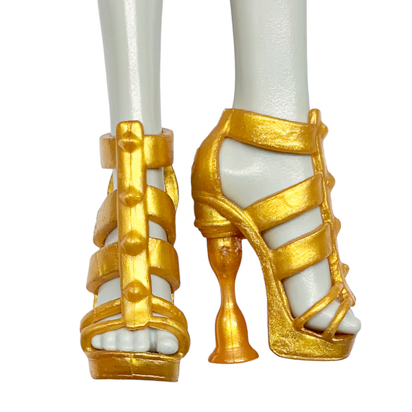 Monster High I Heart Shoes Cleo De Nile Doll Replacement Gold Hourglass Heel Shoes