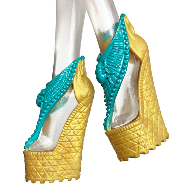 Monster High Cleo De Nile Scaris City Of Frights Doll Replacement Gold & Teal Shoes
