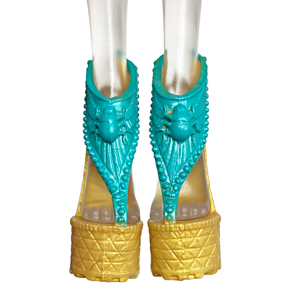 Monster High Cleo De Nile Scaris City Of Frights Doll Replacement Gold & Teal Shoes