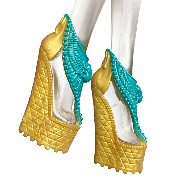 Monster High Cleo De Nile Scaris City Of Frights Doll Replacement Gold & Teal Shoes