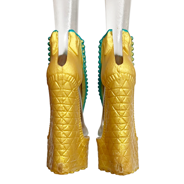 Monster High Cleo De Nile Scaris City Of Frights Doll Replacement Gold & Teal Shoes