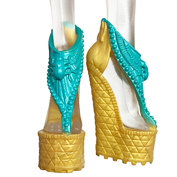 Monster High Cleo De Nile Scaris City Of Frights Doll Replacement Gold & Teal Shoes