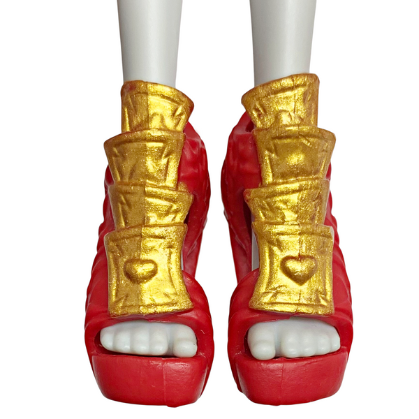 Ever After High Lizzie Hearts First Chapter Doll Replacement Red & Gold Shoes