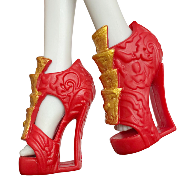 Ever After High Lizzie Hearts First Chapter Doll Replacement Red & Gold Shoes