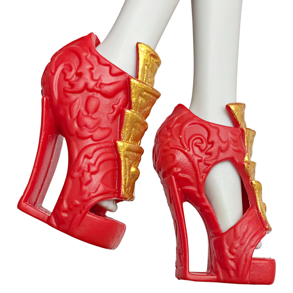 Ever After High Lizzie Hearts First Chapter Doll Replacement Red & Gold Shoes