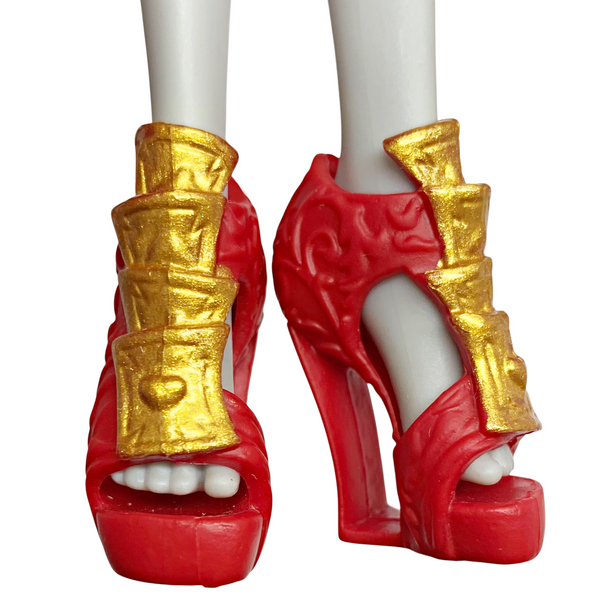 Ever After High Lizzie Hearts First Chapter Doll Replacement Red & Gold Shoes