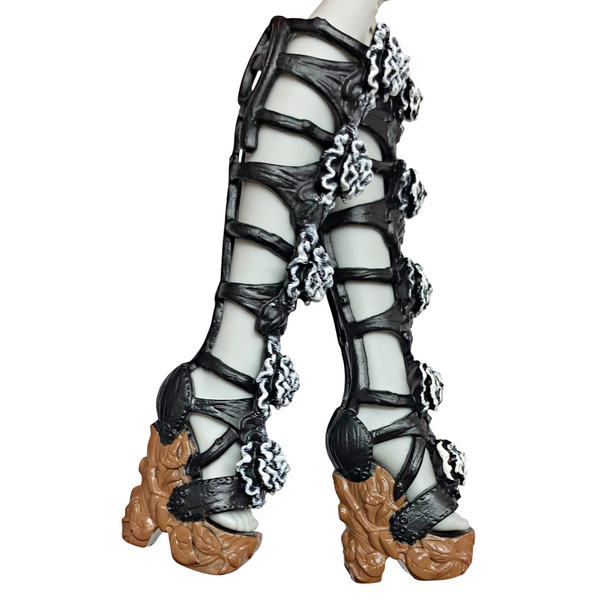 Ever After High Cedar Wood Spring Unsprung Doll Replacement Tall Black & Brown Shoes