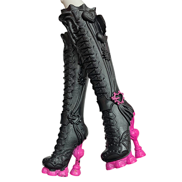 Monster High Dracubecca Freaky Fusion Doll Replacement Shoes Tall Black & Pink Boots