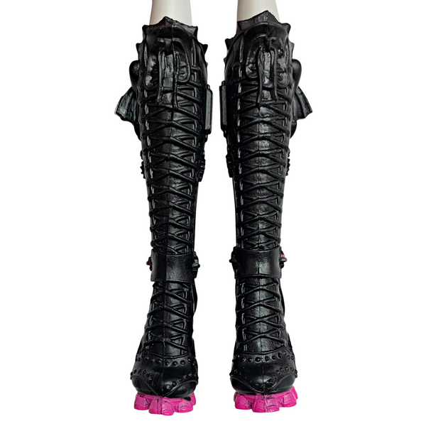 Monster High Dracubecca Freaky Fusion Doll Replacement Shoes Tall Black & Pink Boots