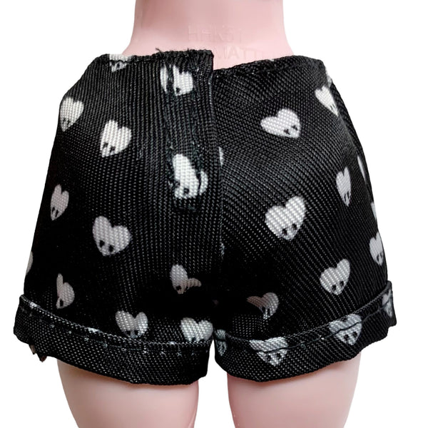 Monster High G3 Draculaura Doll Outfit Replacement Black & White Heart Shorts