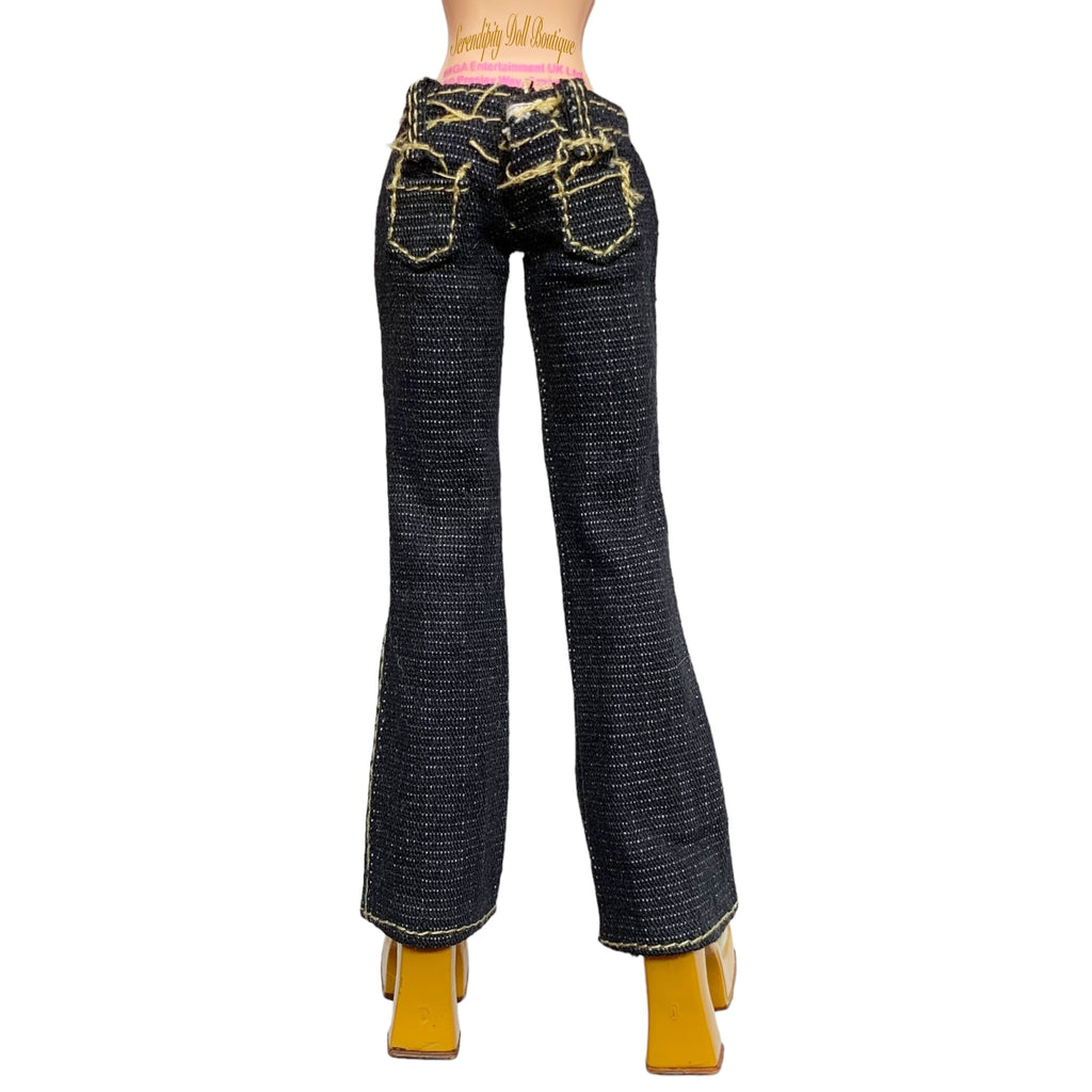 Bratz Doll Outfit Replacement Glitter Blue Jeans With Back Pockets