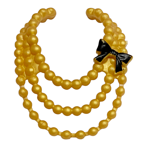 Black Bow Gold Pearl Style Necklace Fits Mattel Barbie Size Dolls