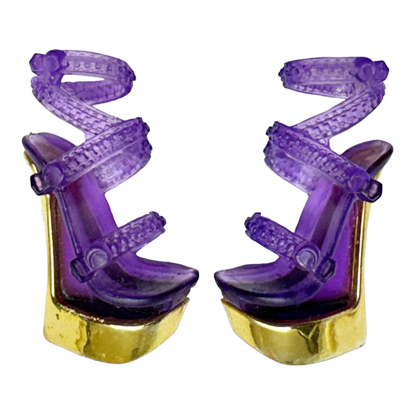 Monster High Clawdeen Wolf 13 Wishes Doll Replacement Purple & Gold Shoes