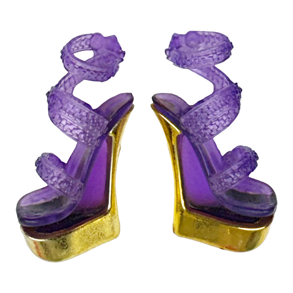 Monster High Clawdeen Wolf 13 Wishes Doll Replacement Purple & Gold Shoes