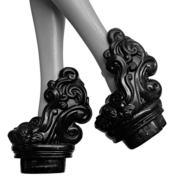 Monster High Freak Du Chic Twyla Boogeyman Doll Replacement Black Shoes