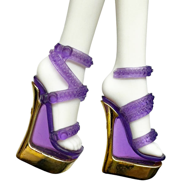 Monster High Clawdeen Wolf 13 Wishes Doll Replacement Purple & Gold Shoes