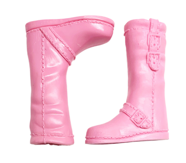 Barbie Signed Logo Pink Tall Buckle Riding Boots Shoes