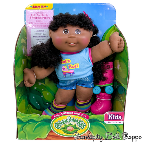 Cabbage Patch Kids Soft-Sculpt "Let's Roll" Roller Skates Doll Annalise Paige 8/2