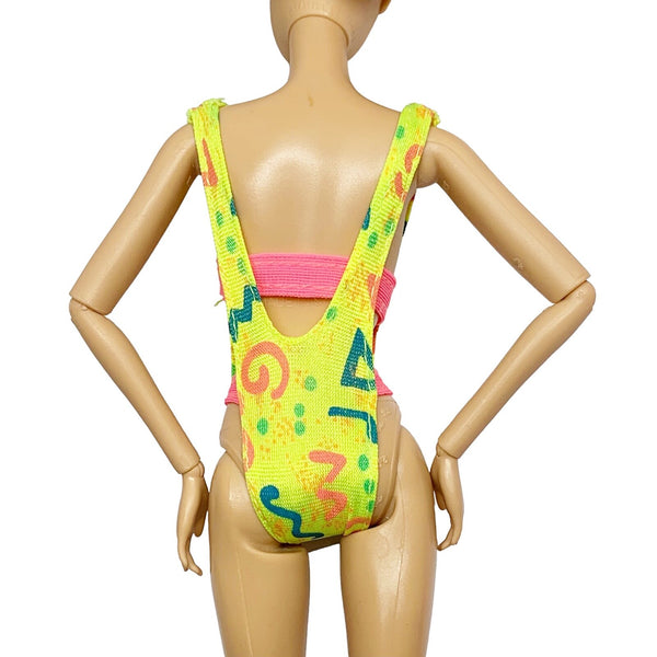 Mattel Barbie 1990 Marina Hawaii Doll Neon Rollerblading Aerobics Style Swimsuit