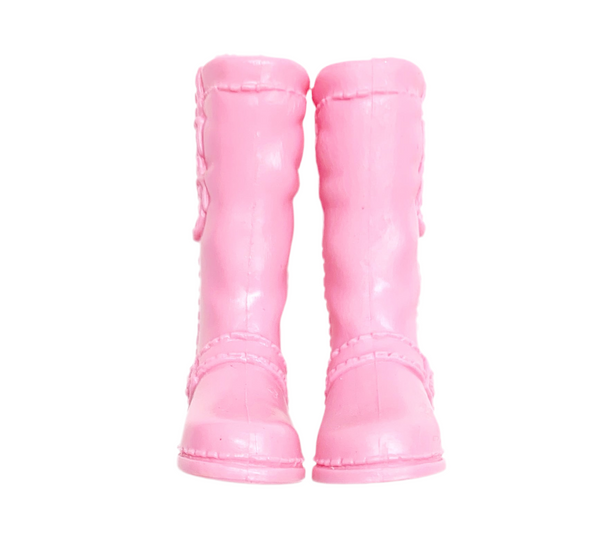 Barbie Signed Logo Pink Tall Buckle Riding Boots Shoes