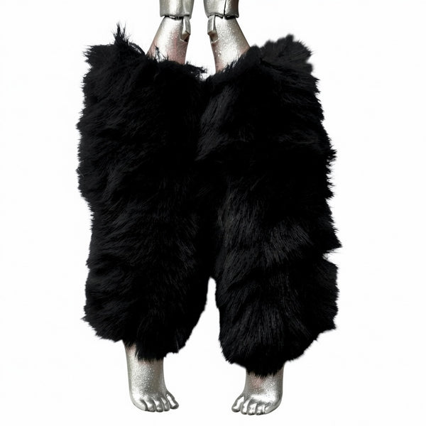 Black Faux Fur Doll Size Leg Warmers Compatible With Monster High G1 Abbey Dolls