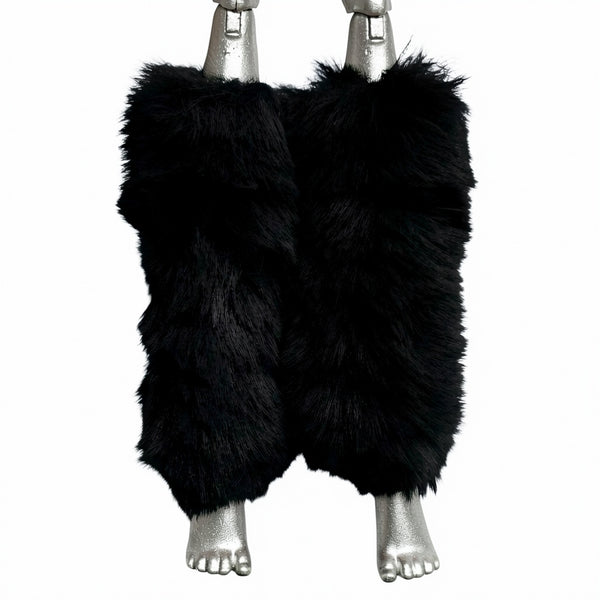 Black Faux Fur Doll Size Leg Warmers Compatible With Monster High G1 Abbey Dolls