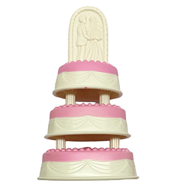 Doll Size 3-Tier Pink White Cake Part For Barbie Wedding Set Chapel Day Playset