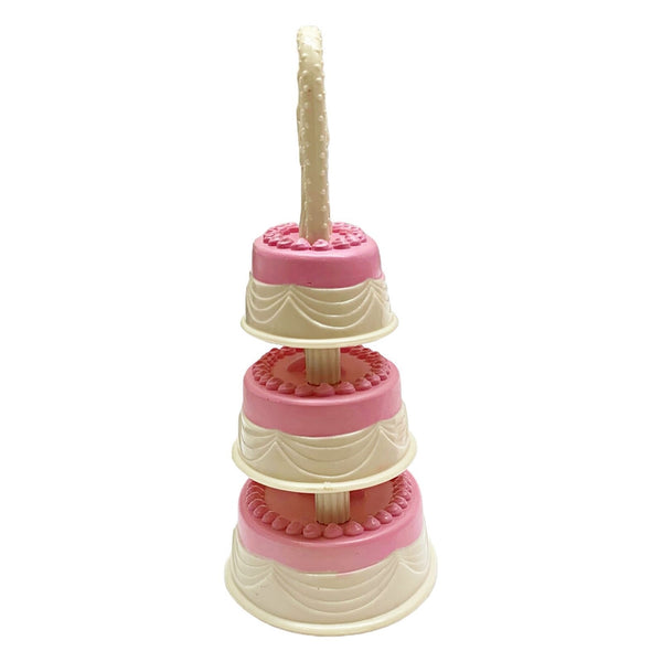 Doll Size 3-Tier Pink White Cake Part For Barbie Wedding Set Chapel Day Playset