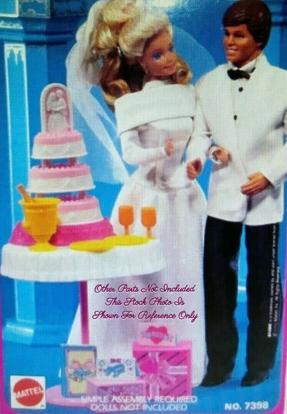 Doll Size 3-Tier Pink White Cake Part For Barbie Wedding Set Chapel Day Playset