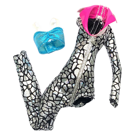 Monster High Fierce Rockers Catty Noir Doll Outfit Replacement Top & Bodysuit Set