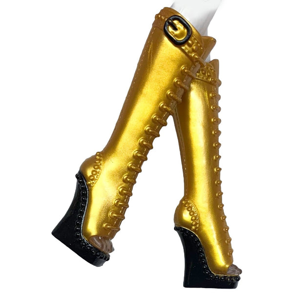 Monster High Clawdeen Wolf I Heart Fashion Doll Replacement Tall Gold & Black Shoes