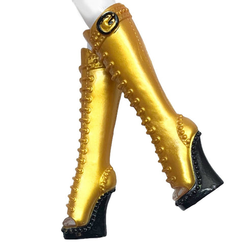 Monster High Clawdeen Wolf I Heart Fashion Doll Replacement Tall Gold & Black Shoes