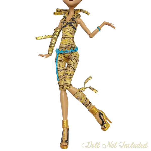 Monster High Cleo De Nile Maul Session Doll Golden Fashion Pack Outfit Set