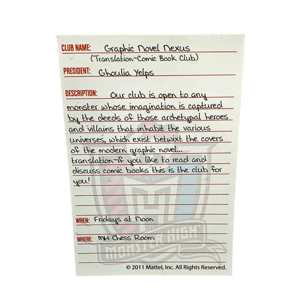 Monster High Comic Book Club Deadfast Ghoulia Fashion Pack Replacement Character Card