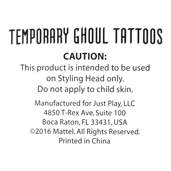 Monster High Gore-Geous Ghoul The Anti-Styling Doll Head Replacement Face Tattoos