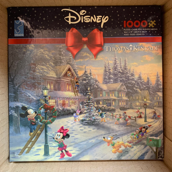 Disney Kinkade 1000 Piece Mickey's Victorian Christmas Holiday Puzzle