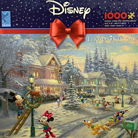 Disney Kinkade 1000 Piece Mickey's Victorian Christmas Holiday Puzzle