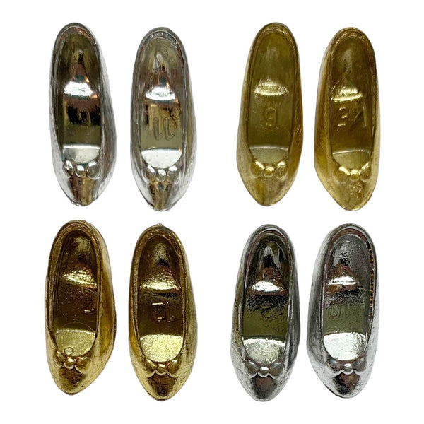 Barbie Doll Size Bundle Vintage Metallic Silver & Gold Heels Dress Shoes Lot #2