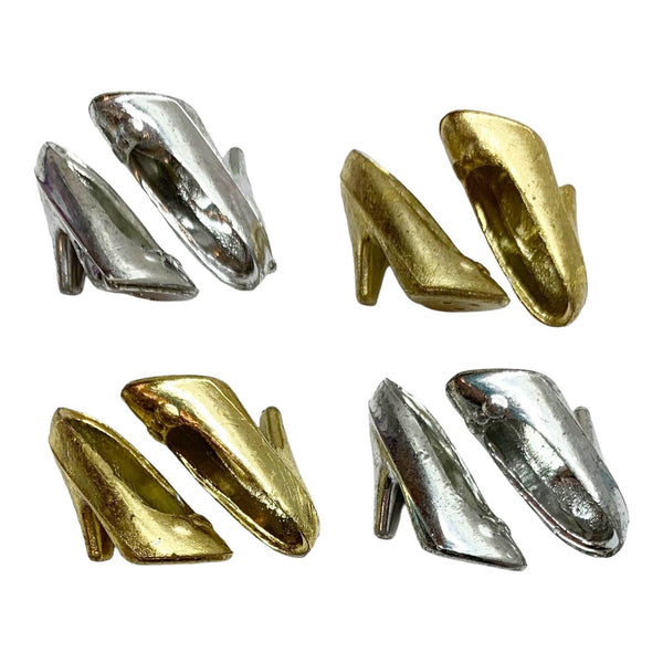 Barbie Doll Size Bundle Vintage Metallic Silver & Gold Heels Dress Shoes Lot #2