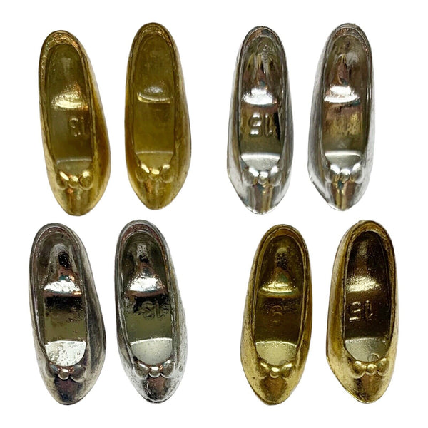 Barbie Doll Size Bundle Vintage Metallic Gold & Silver Heels Dress Shoes Lot #1
