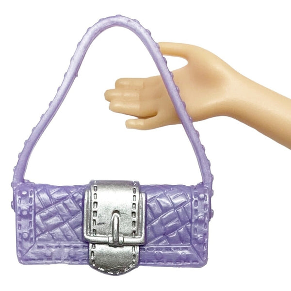 Barbie & Friends Doll Size Baby Lavender Purple Purse & Matching Shoes Lot