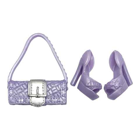Barbie & Friends Doll Size Baby Lavender Purple Purse & Matching Shoes Lot