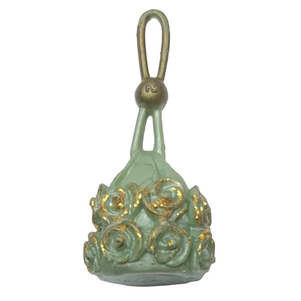 Small Green & Gold Glitter Flower Doll Size Purse For Barbie Size Dolls