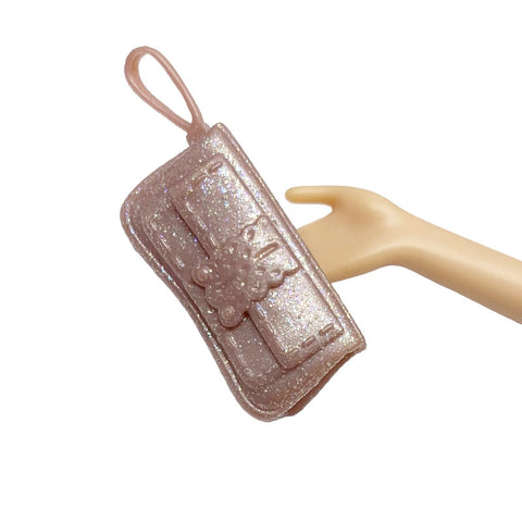 Mattel My Scene Barbie Doll Size Replacement Small Pink Glitter Purse Bag Part