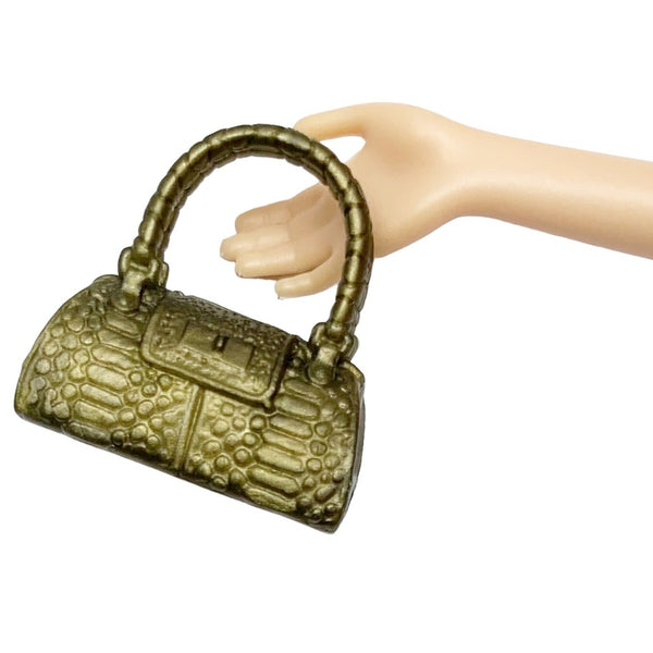 Barbie & Friends Doll Size Small Bronze Crocodile Skin Style Bag Purse