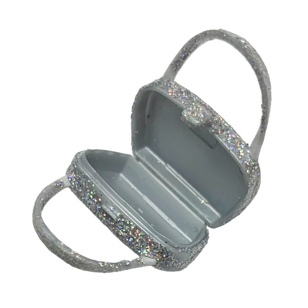 Small Silver Glitter Doll Size Purse For Barbie Size Dolls
